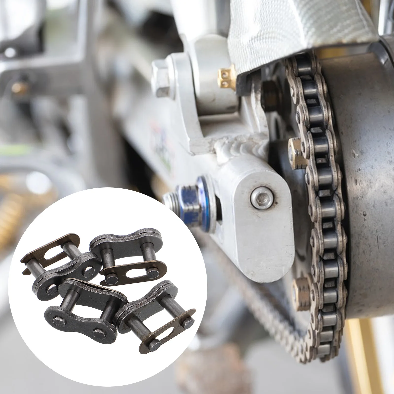 

4pcs Chain Connector Link Carbon Steel For Motorcycle Bicycle Pit Bike Dirt Bike Roller Chain Link Tool