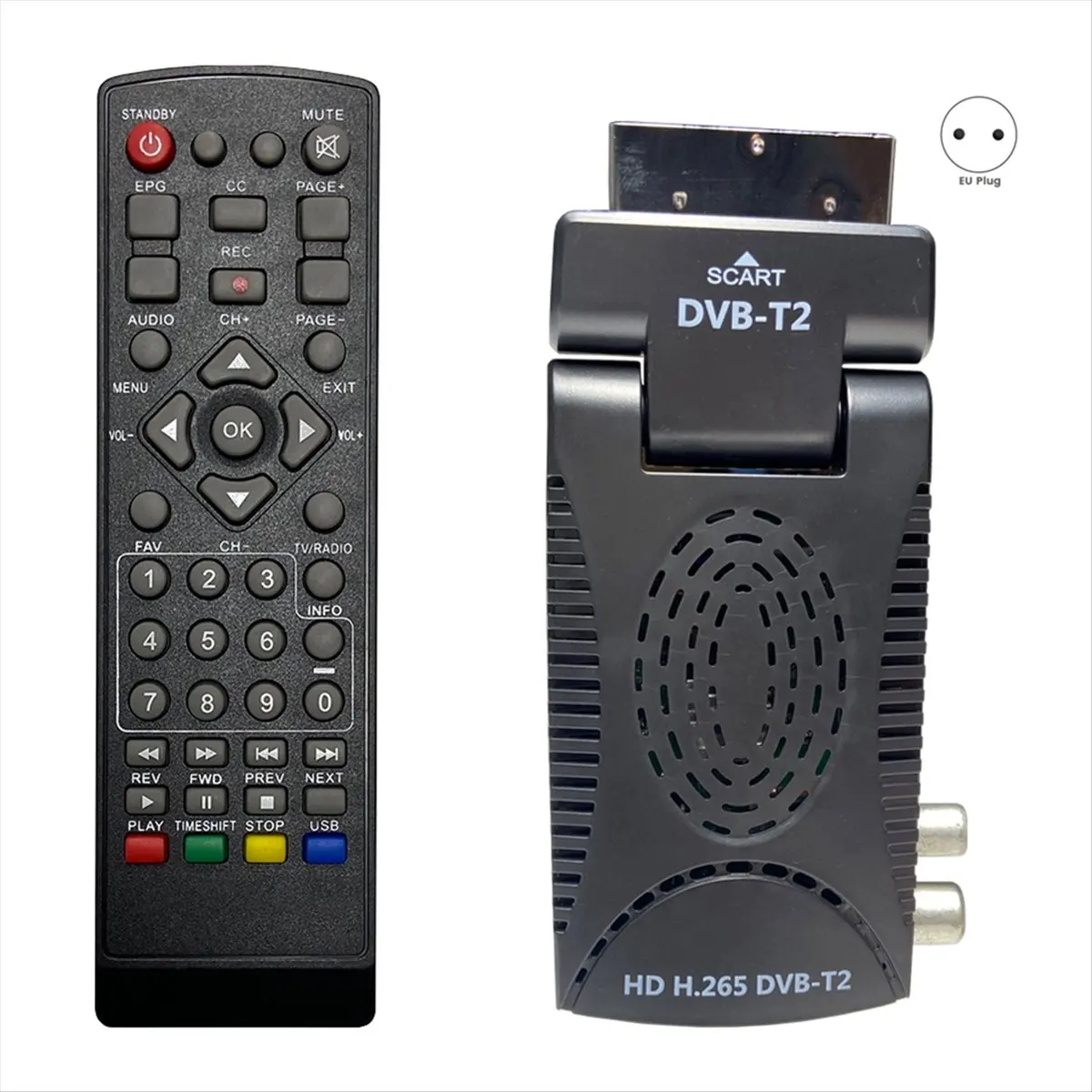 A14M DVB-T2 Full HD Digital Terrestrial TV Decoder with 265/HEVC Decoding EPG Set Top Box EU Plug