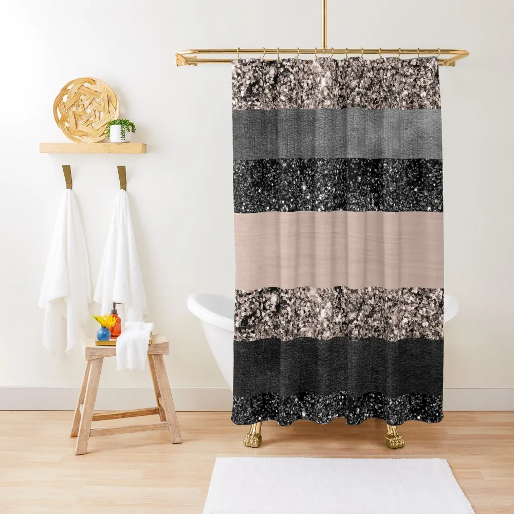 

Blush Glitter Glam Stripes #2 (Faux Glitter) #shiny #decor #art Shower Curtain Luxury Bathroom For Bathroom Curtain