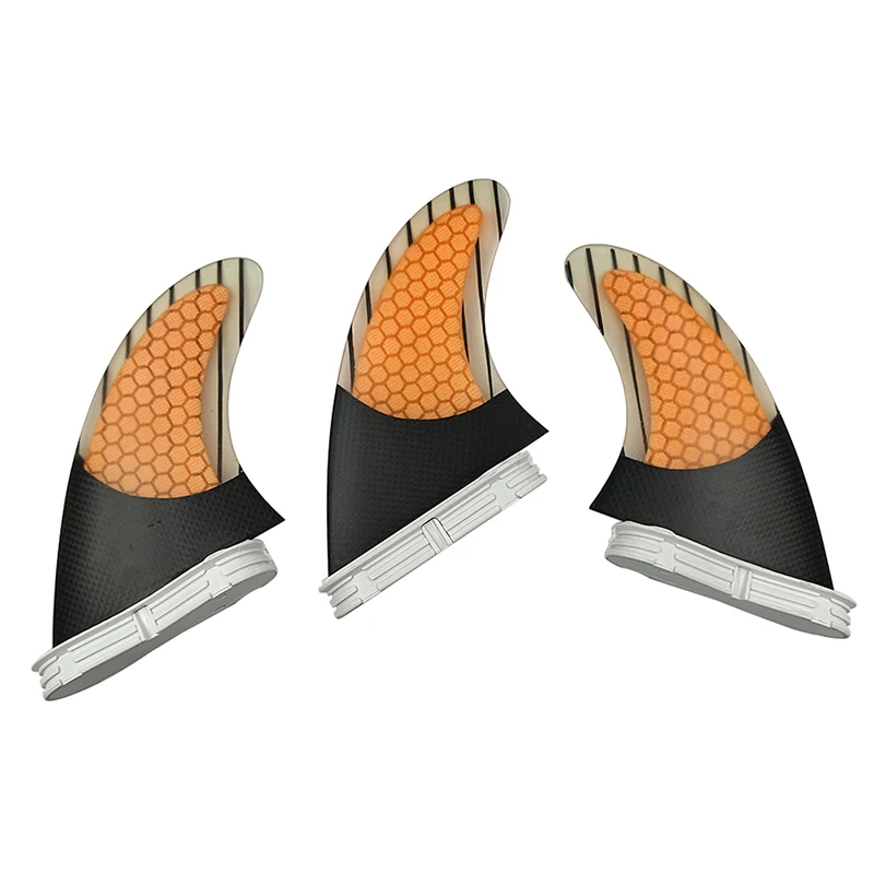 UPSURF-Carbon Honeycomb Short Board Fins, Tri Surf Fins, Large Size, Fibreglass Quilhas Double Tabs, FCS 2, 3PCs per Set