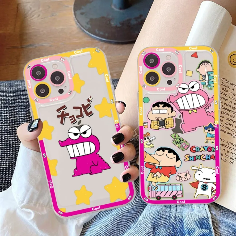 Cute-S-Shin-Boys-C-Chan-Anime-Crayon Phone Case For Samsung S 20 21 22 23 lite plus ultra Clear Mobile Cover Funda