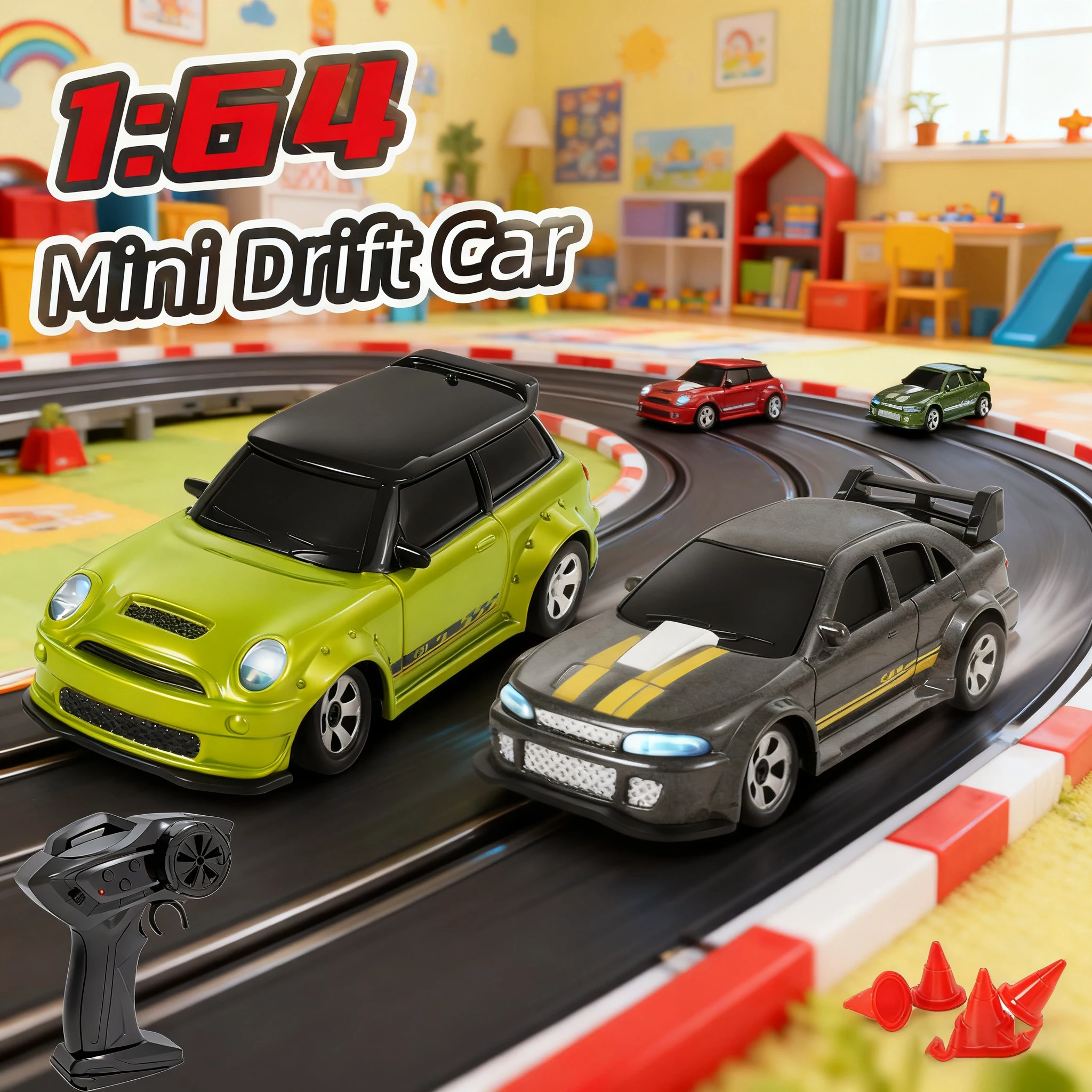 1/64 RCカー デスクトップリモコンカーおもちゃ スタントドリフトカー ライト付き RCミニレーシングカー 2.4Gシミュレーションおもちゃモデル車両 クリスマスプレゼント