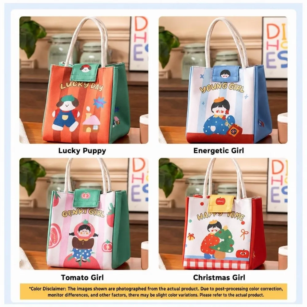 Cute Large Capacity Lunch Box Bag Portable Insulated Lunch Bag Cartoon Fresh Keeping Food Storage Bag Worker Lunch