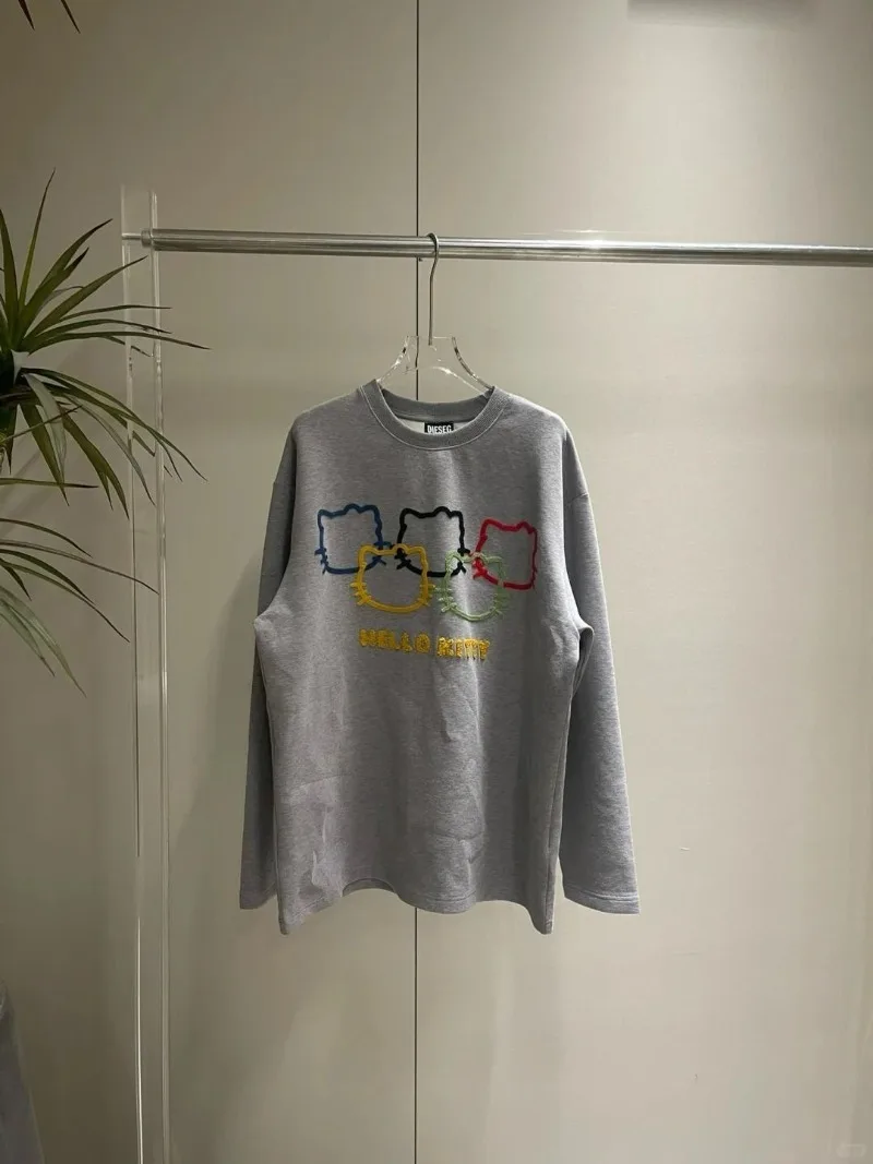 

Harajuku Pure Cotton Trendy Brand Fun Hello Kitty Printed Long Sleeved T-shirt for Men's and Women's Vintage Kpop Tops Spring