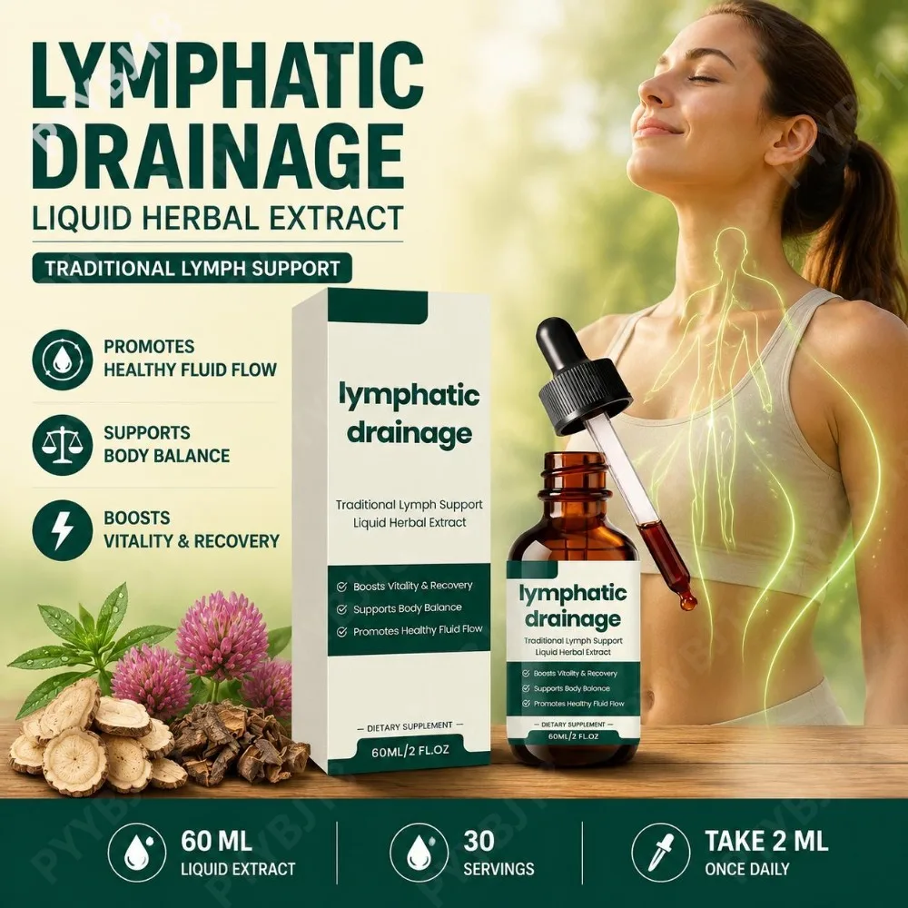 Lymphatic Drainage Liquid Drops Extract with Cleavers Stillingia Red Clover & Prickly Ash Lymph Support Fluid Circulation 60 ML