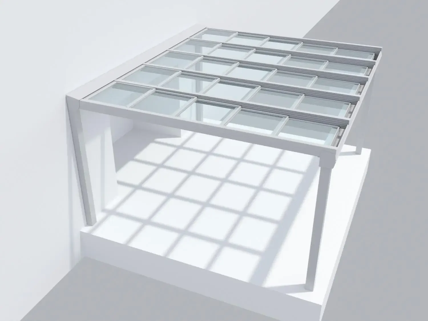 Automatic electrically retractable sliding glass ventilation window skylight, roof terrace solarium