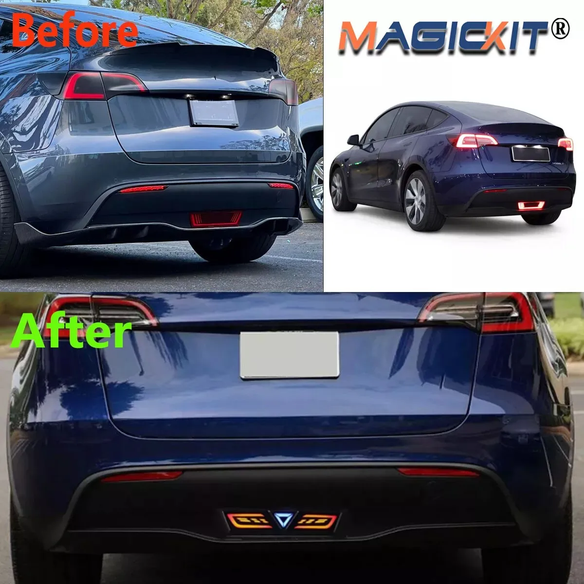 

For Tesla Model Y LED Rear Bumper Light 2020 2021 2022 2023 Tail Lamp Turn Signal Stop Pilot Signal Light Assembly Plug and Play