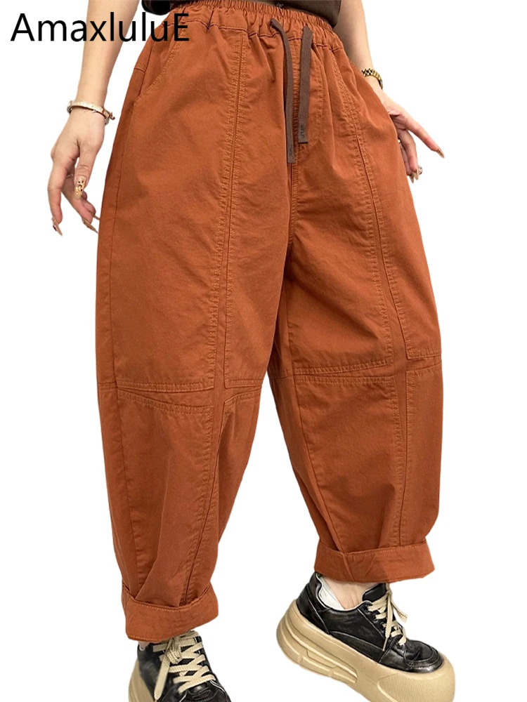 

Женские классические брюки Amax LuluE в винтажном стиле, однотонные, свободного кроя, корейский дизайн, коллекция 2026 года, для повседневной носки