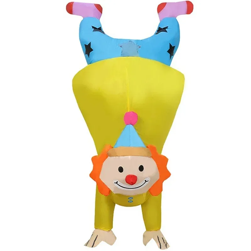 Handstand Clown Inflatable Costumes Funny Blow up Upside Clown Outfit Halloween Cosplay Party Dress Festival Performance Clothes
