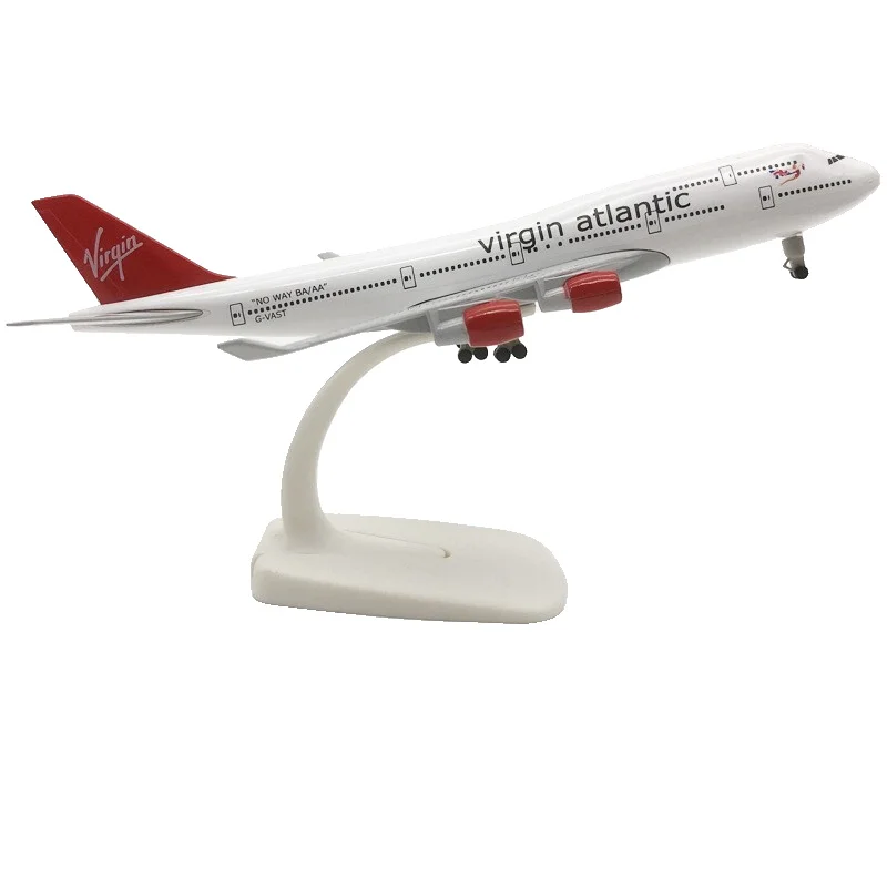 20cm Model British Plane Atlantic B747 Virgin 747 Airlines Alloy Metal Diecast Airplane Aircraft W Accessories Home Decor Makeup