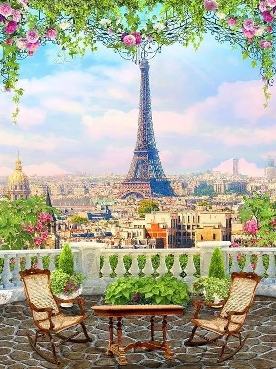 Div 5D Eiffel Tower landscape paris City Flower Full Diamond Painting cross stitch kits art scenic 3D paint by diamonds