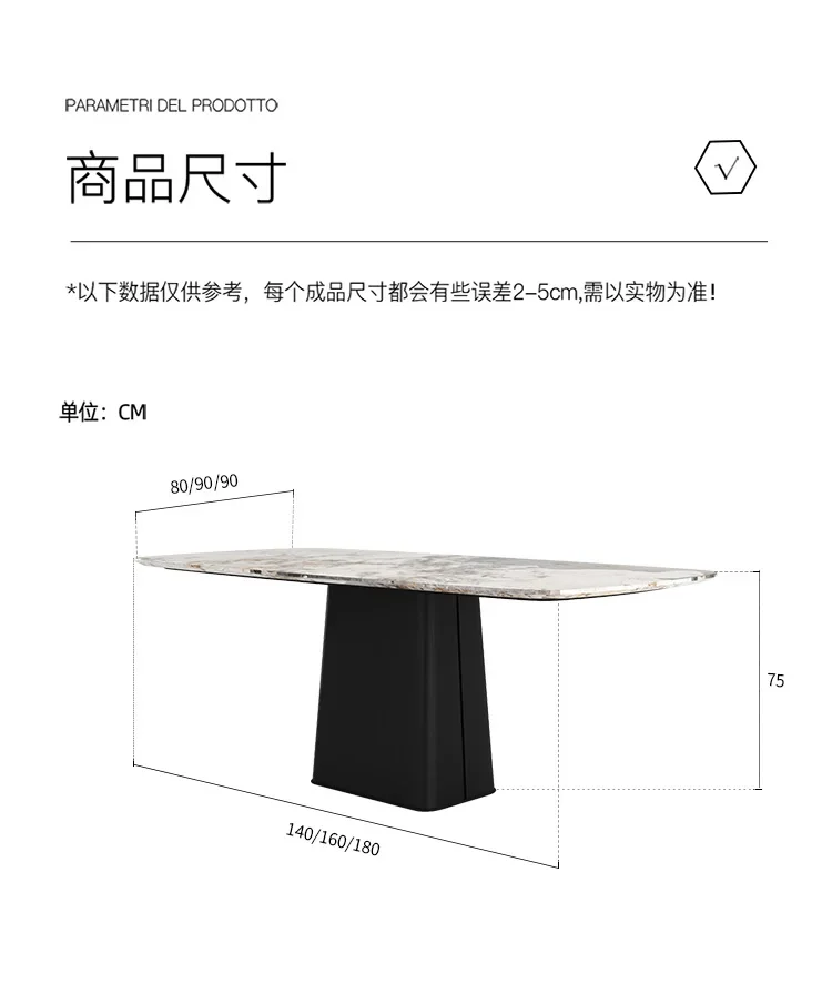 Italian Stone Plate Dining Table and Chair Modern Minimalist Furniture Combination Dining Table Light Luxury Carbon Steel Table