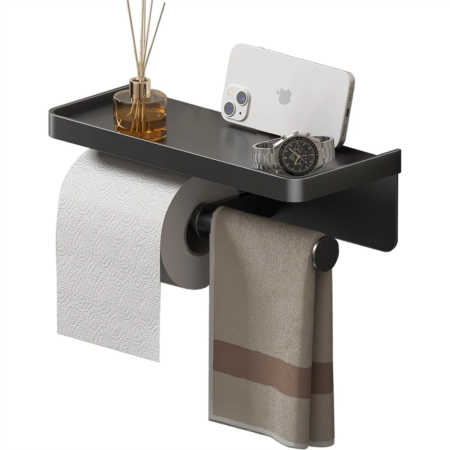 

Double Toilet Paper Holder with Shelf, Wall Mount Tissue Roll Rack for Bathroom Kitchen RV, Rustproof Stainless Steel, Easy