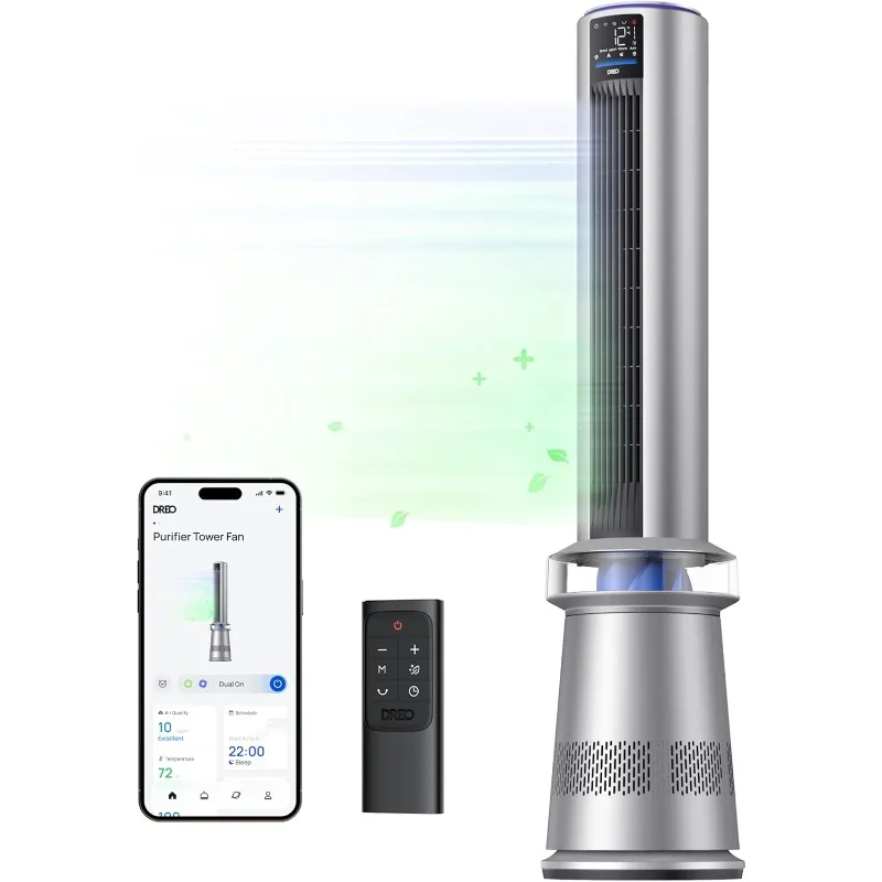 

o MC710S Air Purifier Tower Fan, 45" 2-in-1 Smart Fan for Bedroom, 27ft/s Velocity, 120°Oscillation, 24H Timer Bladeless Fans