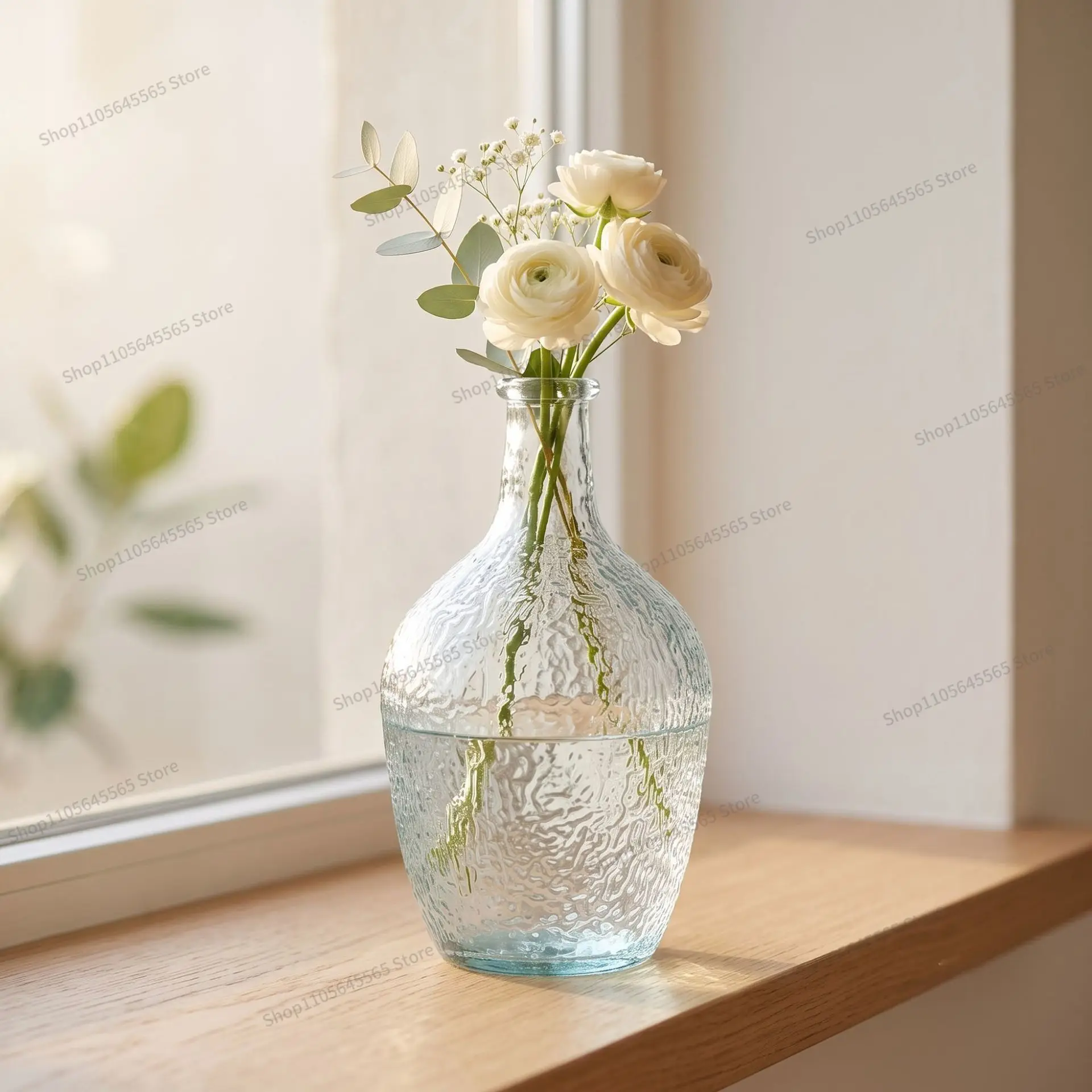 For simple and advanced sense big belly transparent glass vase home living room ornament flower arrangement decoration
