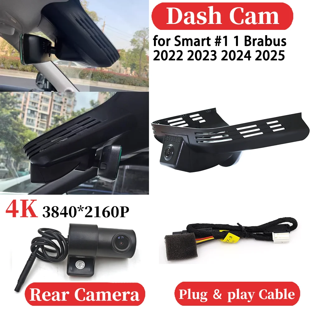 ZJCGO for Smart #1 1 Brabus 2022 2023 2024 2025 UHD Car 4K Video Recorder DVR Dash Cam Dashboard Camera Night Vision