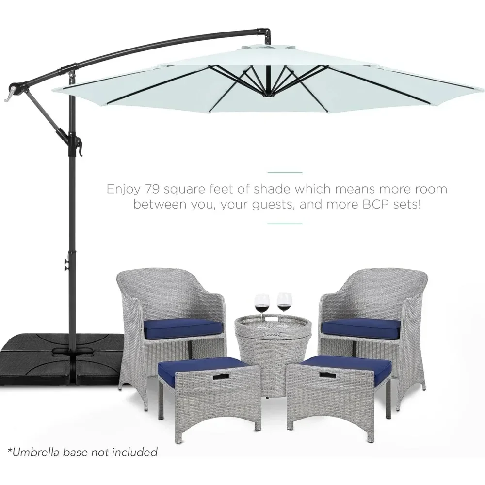 10ft Offset Hanging Market Patio Umbrella W/Easy Tilt Adjustment, Polyester Shade