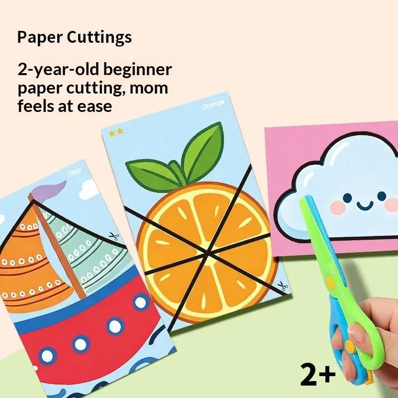 DIY Handmade Paper Cutting Origami Kit Dinosaur Mushroom Patterns with Scissors for Kindergarten Art Training Classes