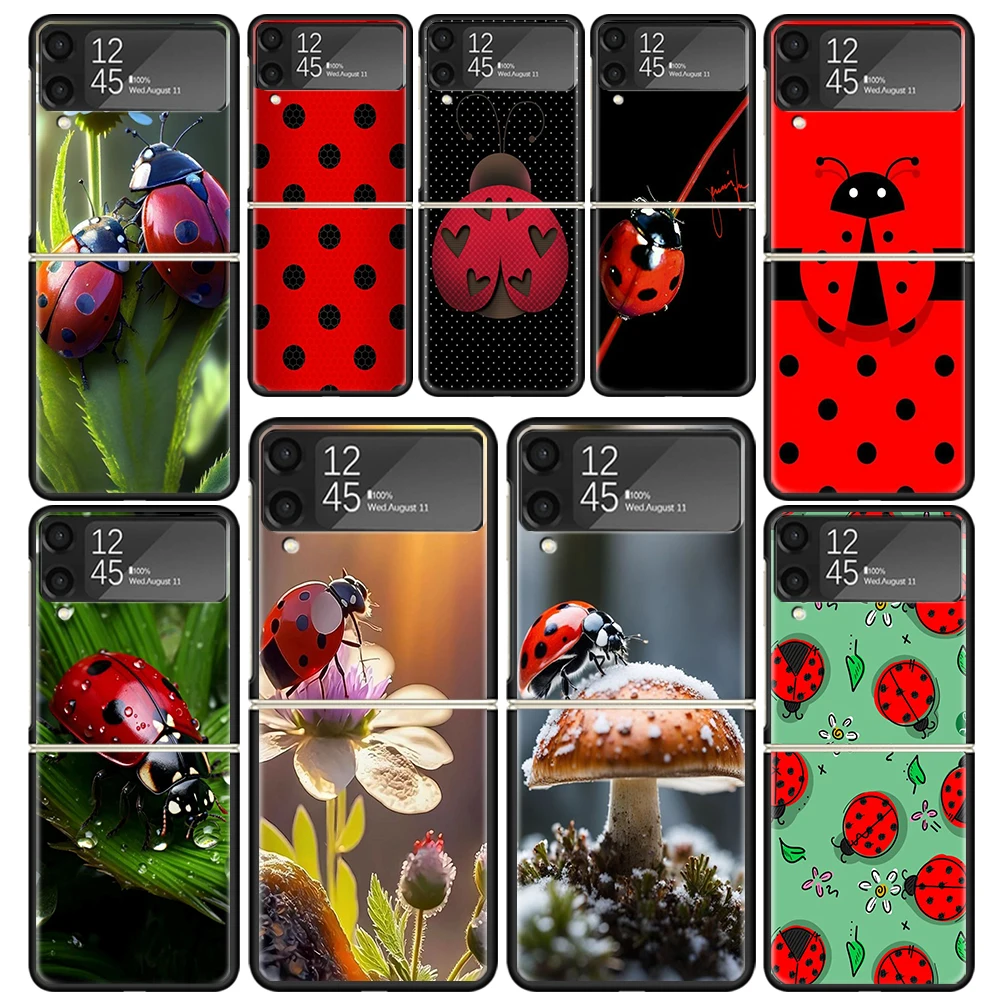 Funda de teléfono con diseño de insectos para Samsung Galaxy, carcasa trasera con diseño de mariquita, modelos Z Flip6, Flip4, Flip5, Flip3, Z Flip 6, 3, 4, 5G