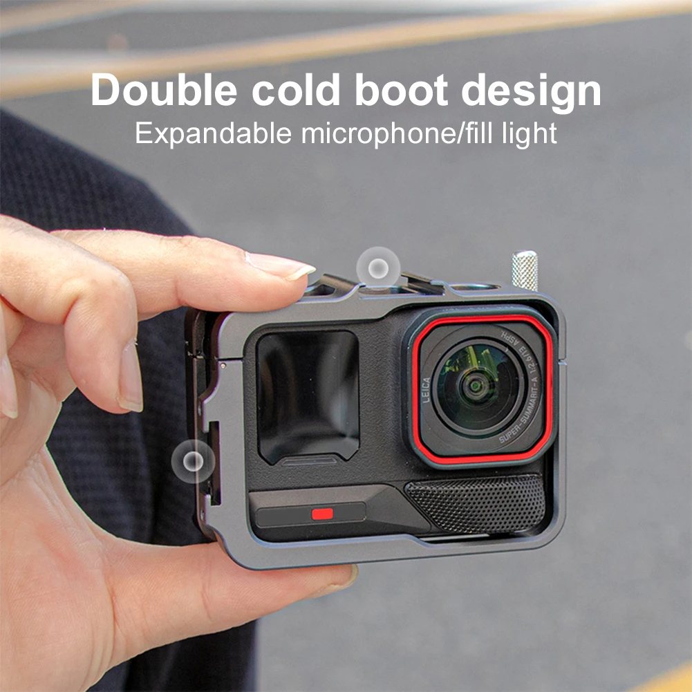 Jaula de marco de aluminio para Insta360 Ace Pro 2, funda protectora de Metal con soporte de zapata fría, funda de marco de cámara para Insta360 Ace Pro