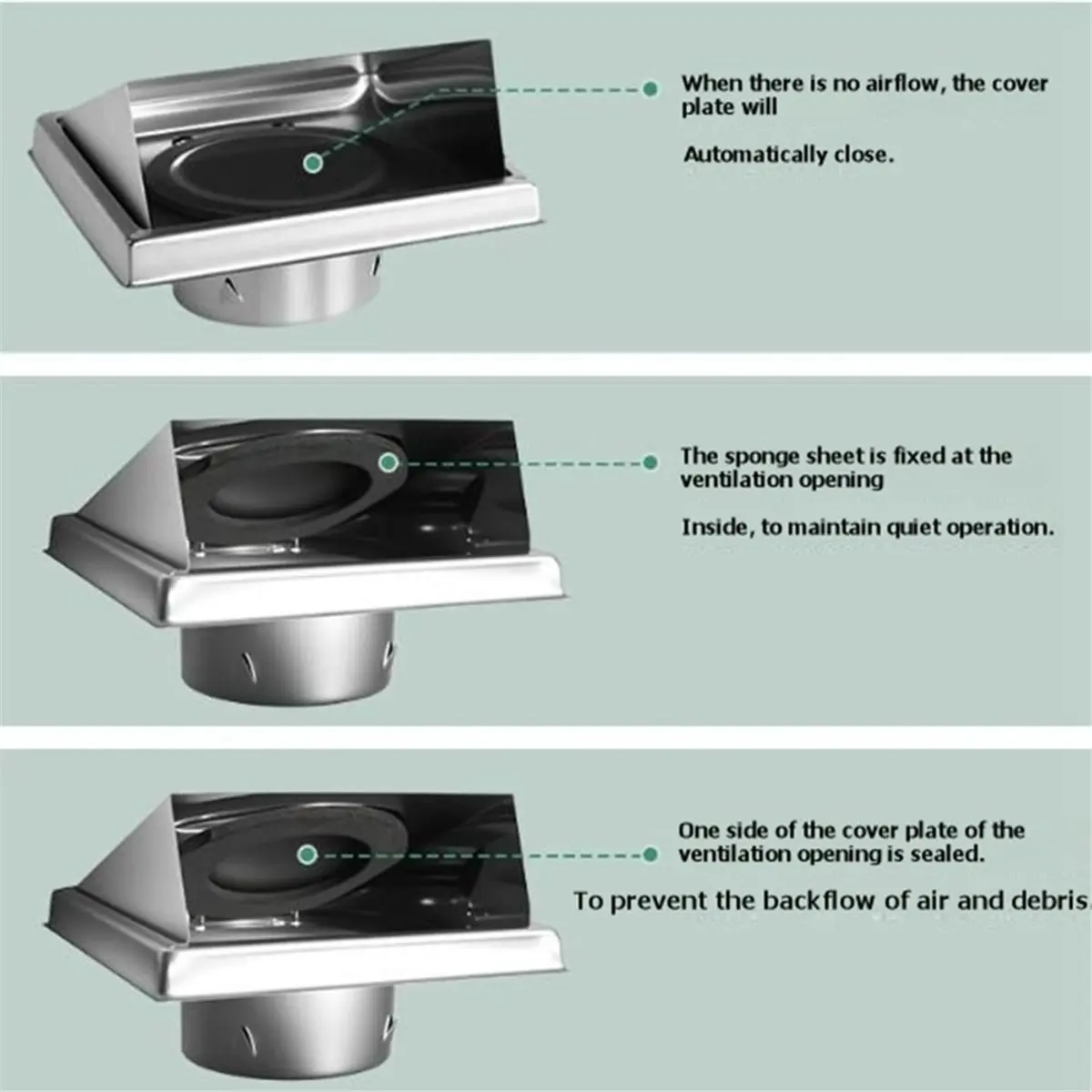 PHONE&GEAR 8 Inch Hooded Wall Vent with Screen and Damper for Exterior Kitchen Range Hood Dryer Ventilation, Outdoor Duct Vent-