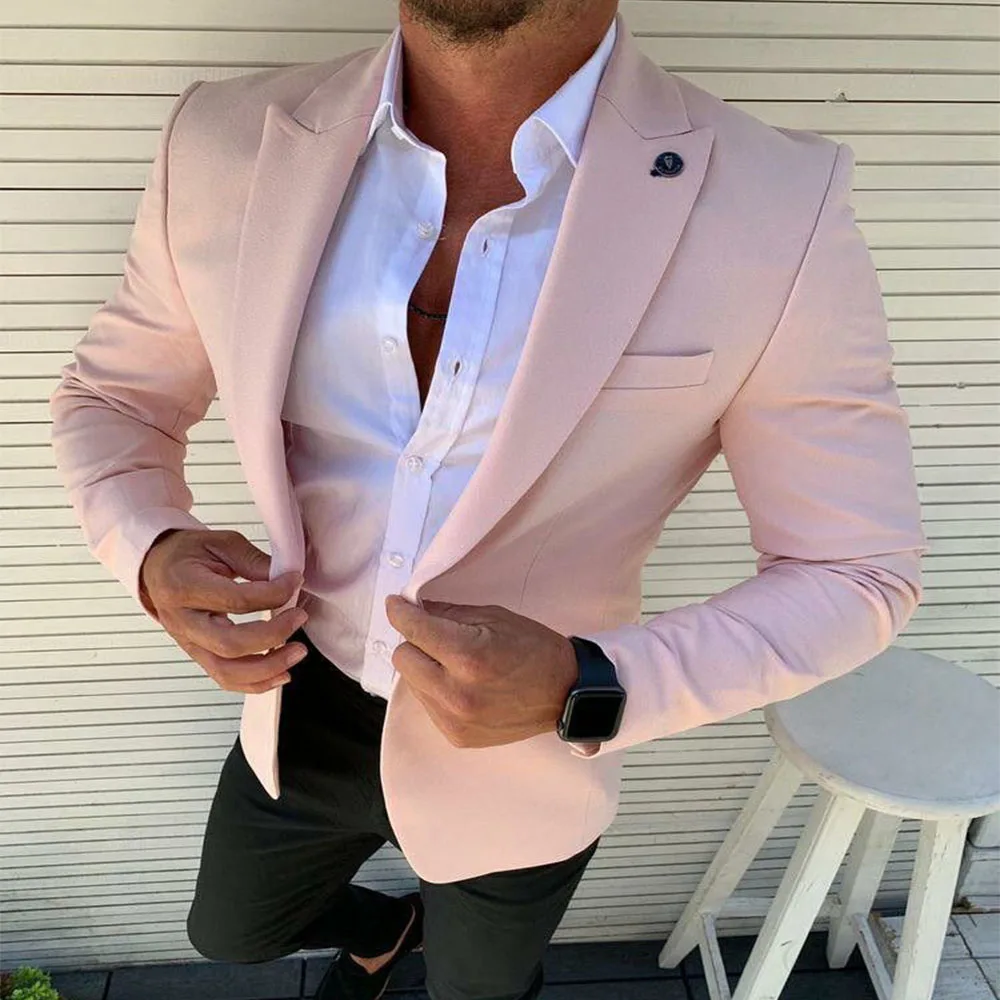 

Thorndike Pink Men Suit 2 Pieces Suit Jacket & Pant Slim Fit Wedding Dresses Groom Tuxedo Elegant Suits for Men (Blazer+Pants)