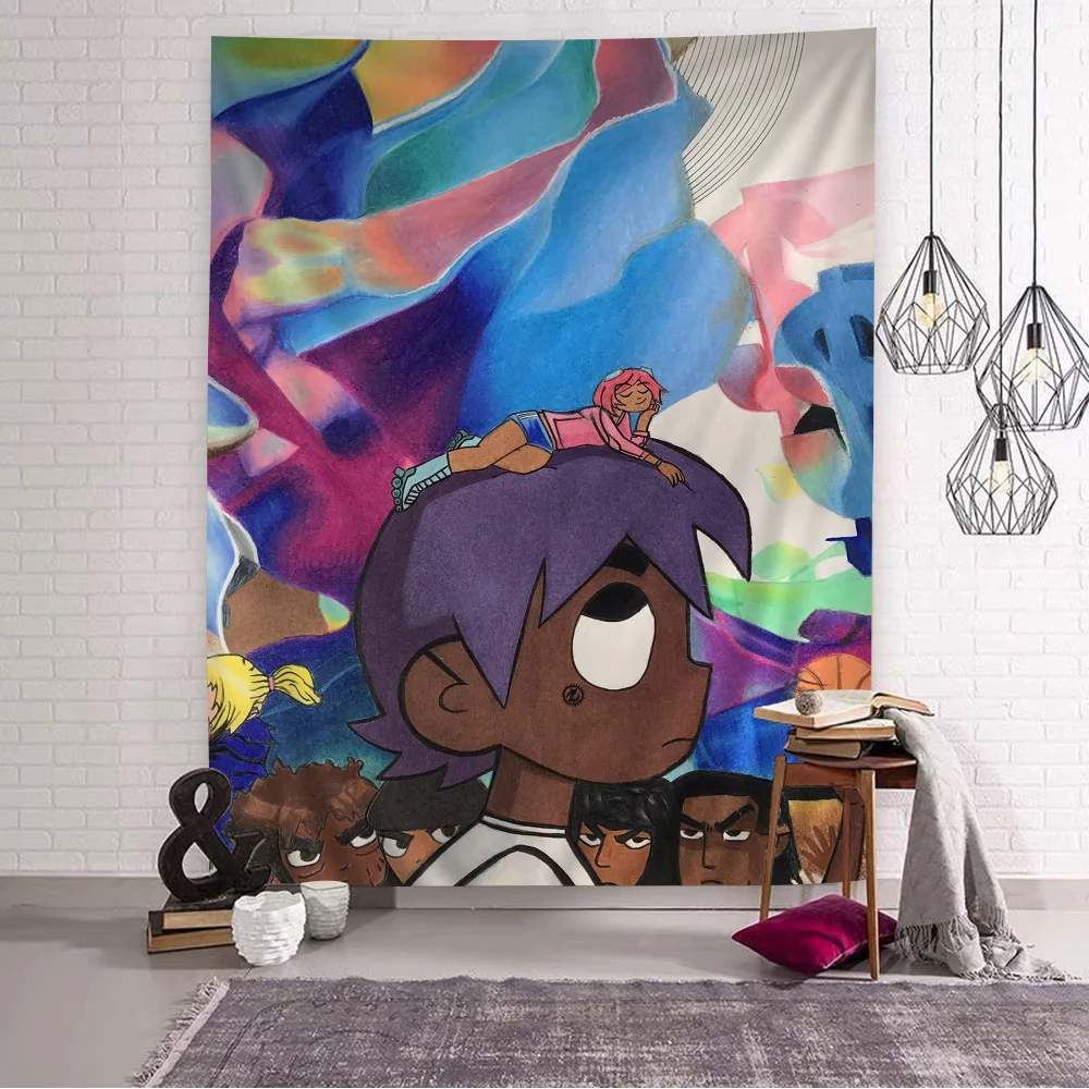 Singer Lil Uzi Vert Symere Woods Anime Tapestry Hanging Tarot Hippie Wall Rugs Dorm Wall Hanging Sheets