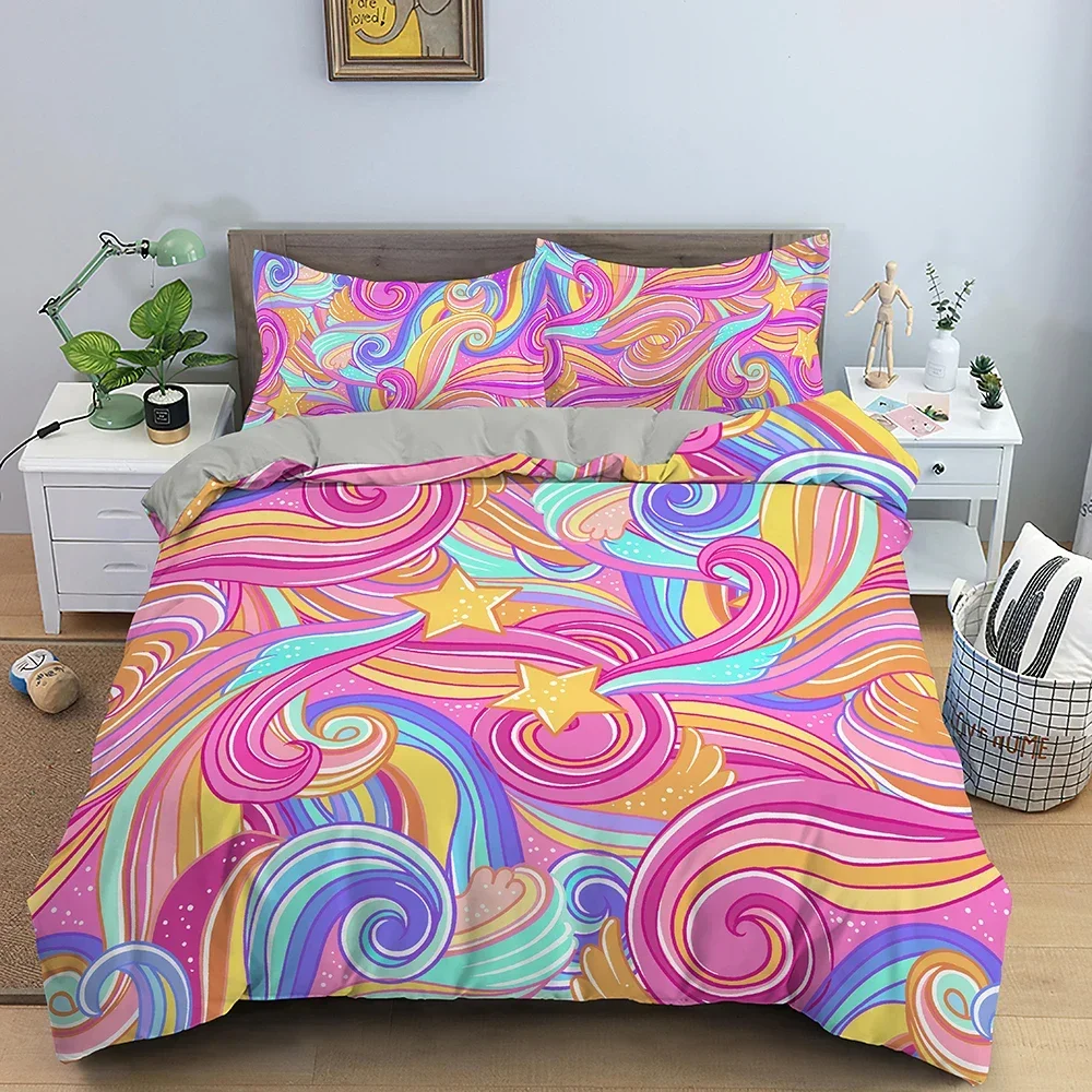 

Colorful Geometric Comfortable Duvet Quilt Cover Pillowcase Bedding Set Children Bedroom Decoration Home Textile