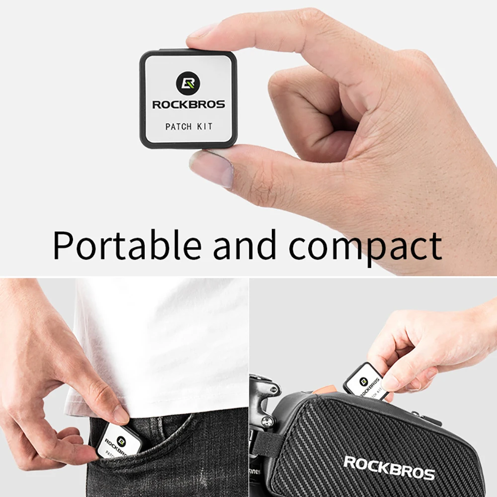 ROCKBROS-Kit d\'outils de réparation de vélo plat, caoutchouc portable sans colle, réparation fœtale, chambre à air de vélo, outils de réparation de