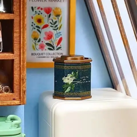 Accesorios para muebles de casa de muñecas, casa de muñecas 1:12, lata de café, lata de té, modelo de artículo de simulación, adorno, juguetes en miniatura, 1 Uds.