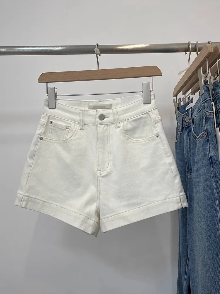 High Waist Slim Fit Stretchy Side Slit Summer New Style Women's Jeans Shorts Wide Leg Short Pants Casual Comfortable Denim