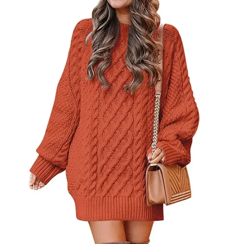 Knitted Dresses Elegant Solid Long Sleeve Sweater Comfortable Simple A-Line Bodycon O-Neck Casual Fashion Dress New 2023