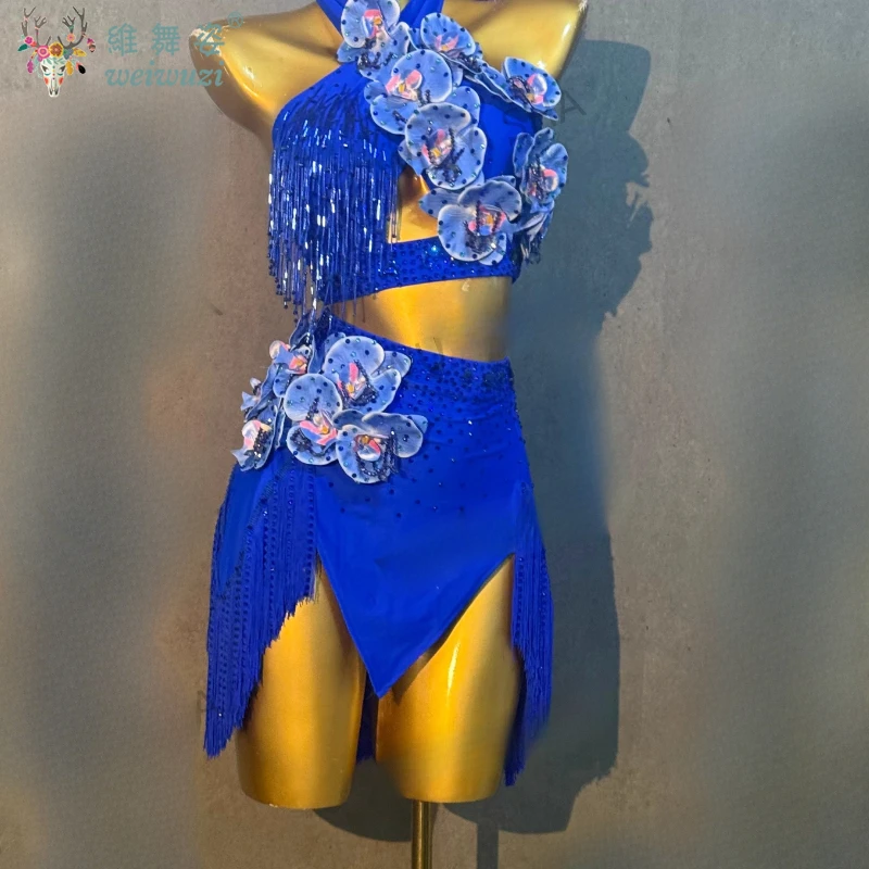 Vestido de baile latino con flecos de diamantes para mujer, traje de competición personalizado de Rumba Chacha Tango, vestidos latinos para adultos