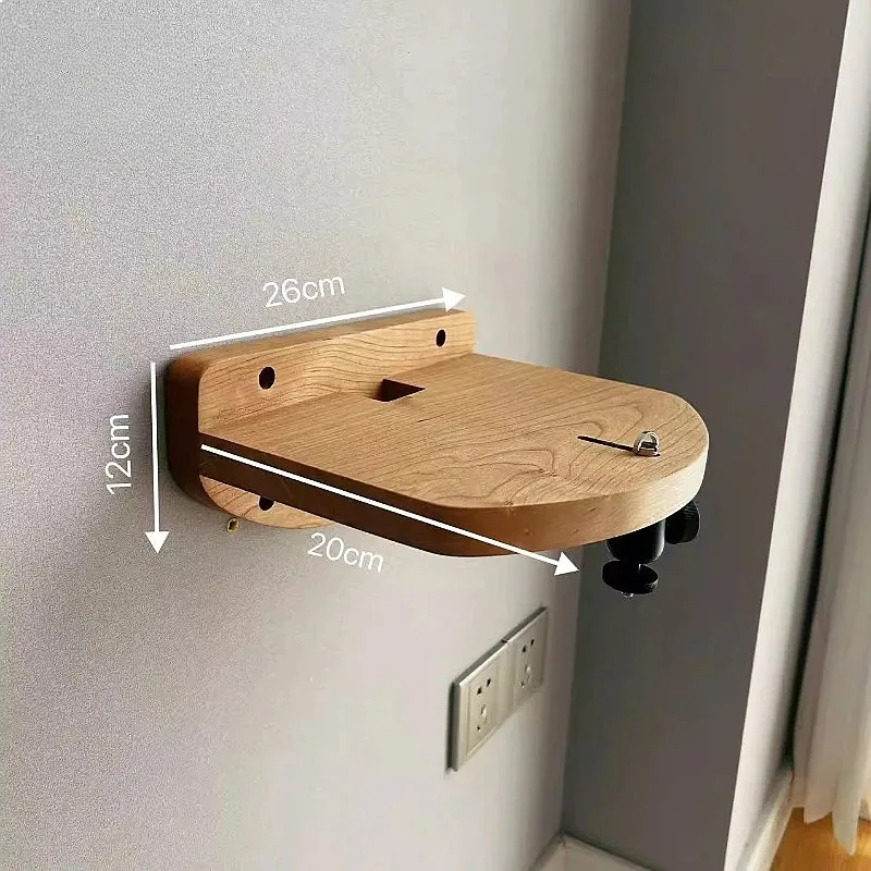 Versatile Ceiling Projector Mount Walnut Wood Frame Adjustable Wall Shelf Anti-Vibration Bracket