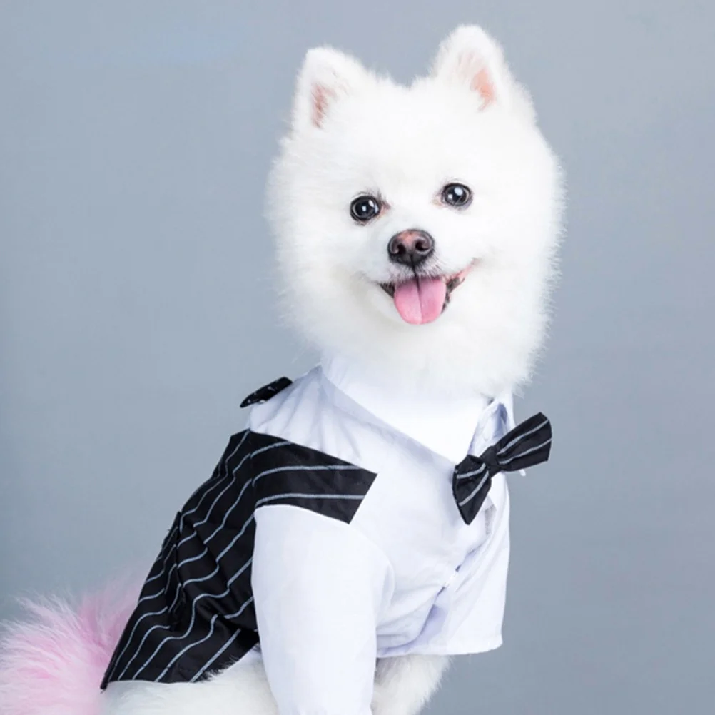 

Formal Dog Wedding Suit Pet Tuxedo Costume Black L Puppy Pet Clothes Elegant Bowtie Collar for Special Occasion Party