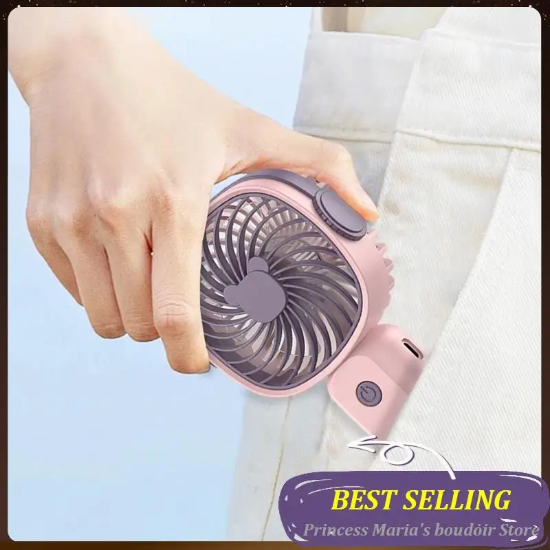 AB30-Handheld Small Fan Outdoor Portable Fan 3-Speed Rechargeable 400Mah Battery Multi-Function Fan Phone Holder Outdoor