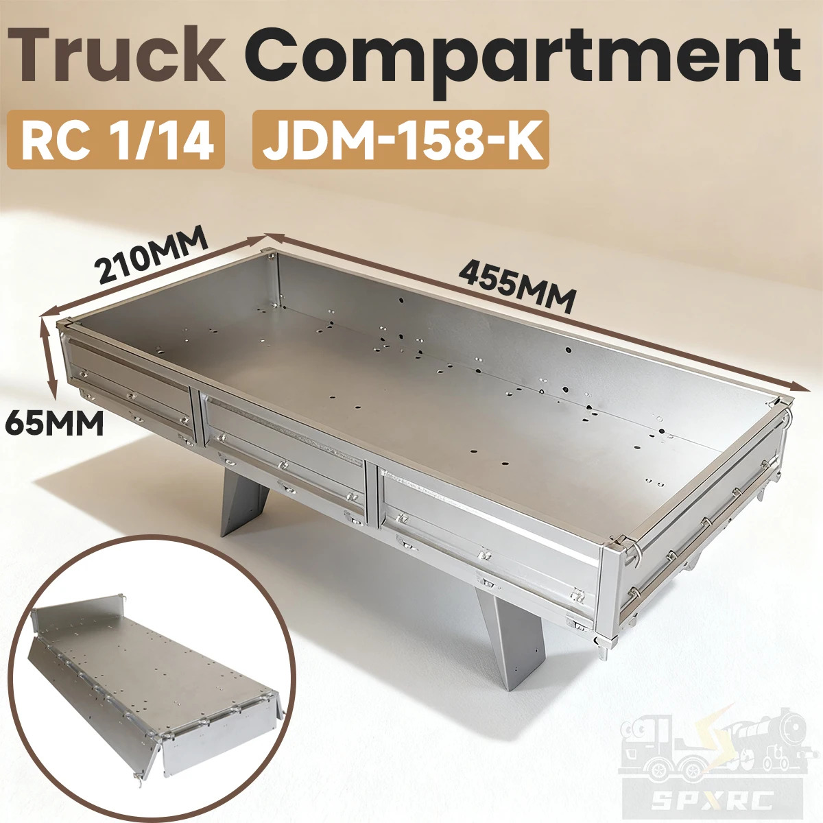 

Metal Truck Compartment Simulation JDM-158-K For 1/14 Zetros RC Off-Road Truck Tractor Trailer Cargo Box Toy Model Upgrade Parts