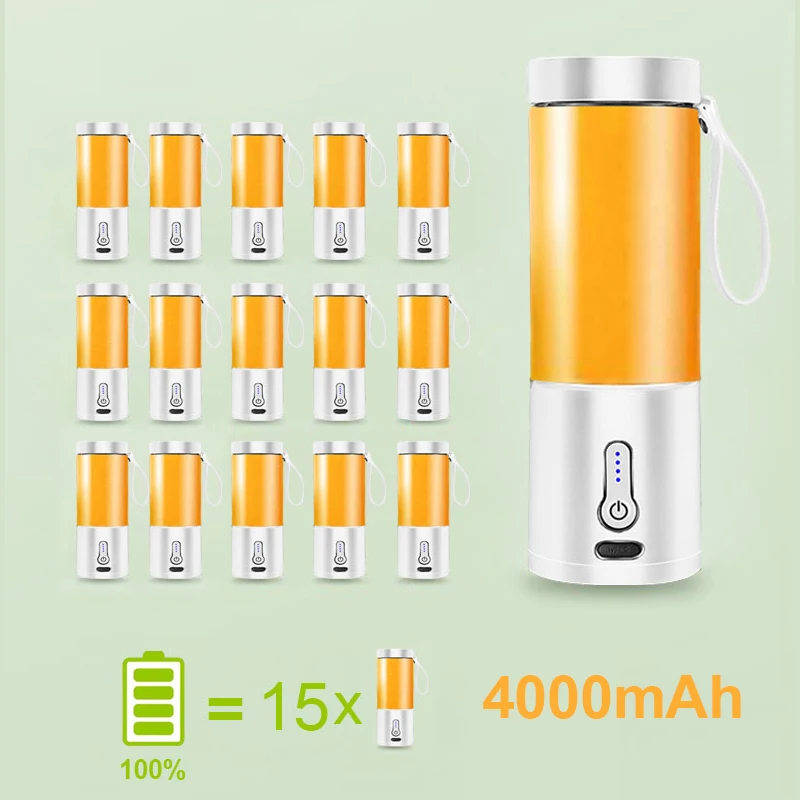Pembuat Jus Elektrik Portabel Blender Smoothie USB Isi Ulang Prosesor Makanan Mesin Pencampur Buah Pembuat Jus Mini Cangkir Blender 530ML