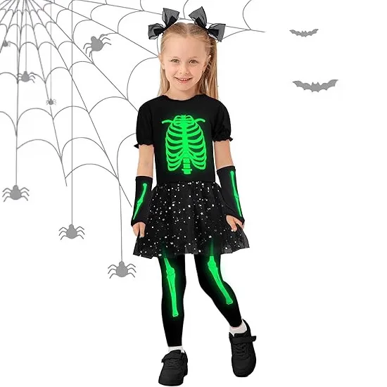 Halloween Girl Costume Glow Skeleton 3