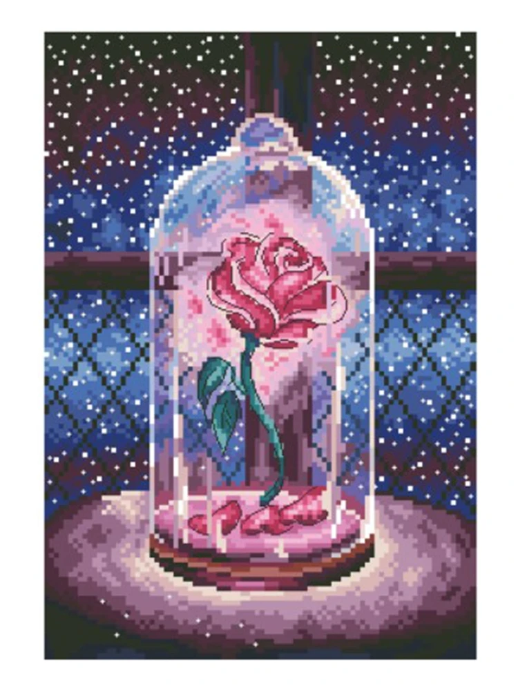 

Cross-stitch set: Magic Rose Flower Full Embroidery 28ct, 18ct, 14ct, 11ct Chinese Hand embroidery material package