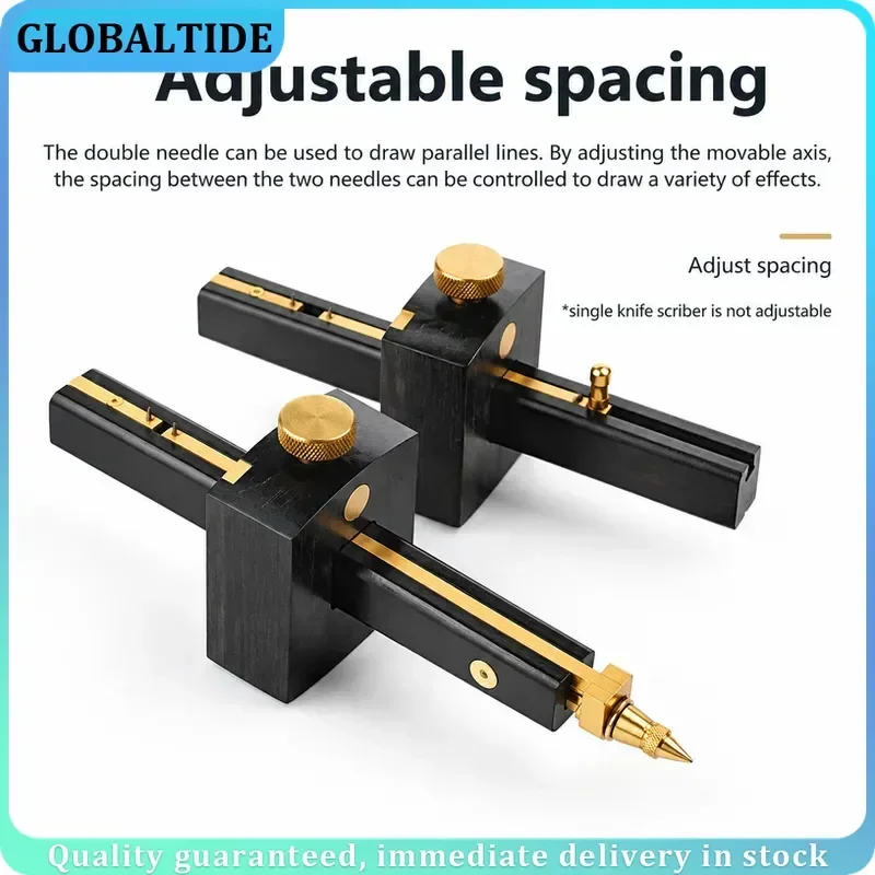 Mortise Gauge Woodworking Scriber Marking Tool Ebony Mortise Square Gauge Brass Screw Type Sliding Mark Scraper
