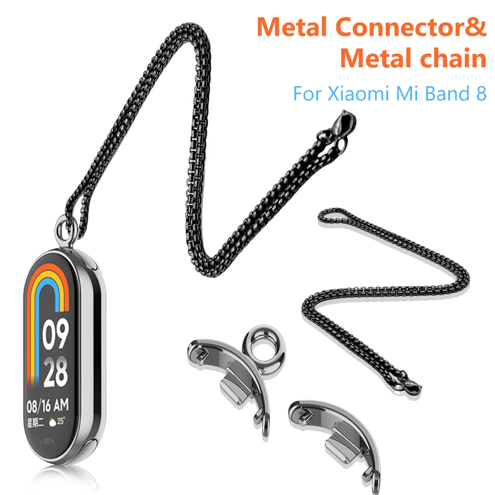 Pendant Necklace for Xiaomi Mi Band 8 Watch Strap Connector with Metal Chain Connector Adapter for Xiaomi Mi Band 8 Chain Buckle