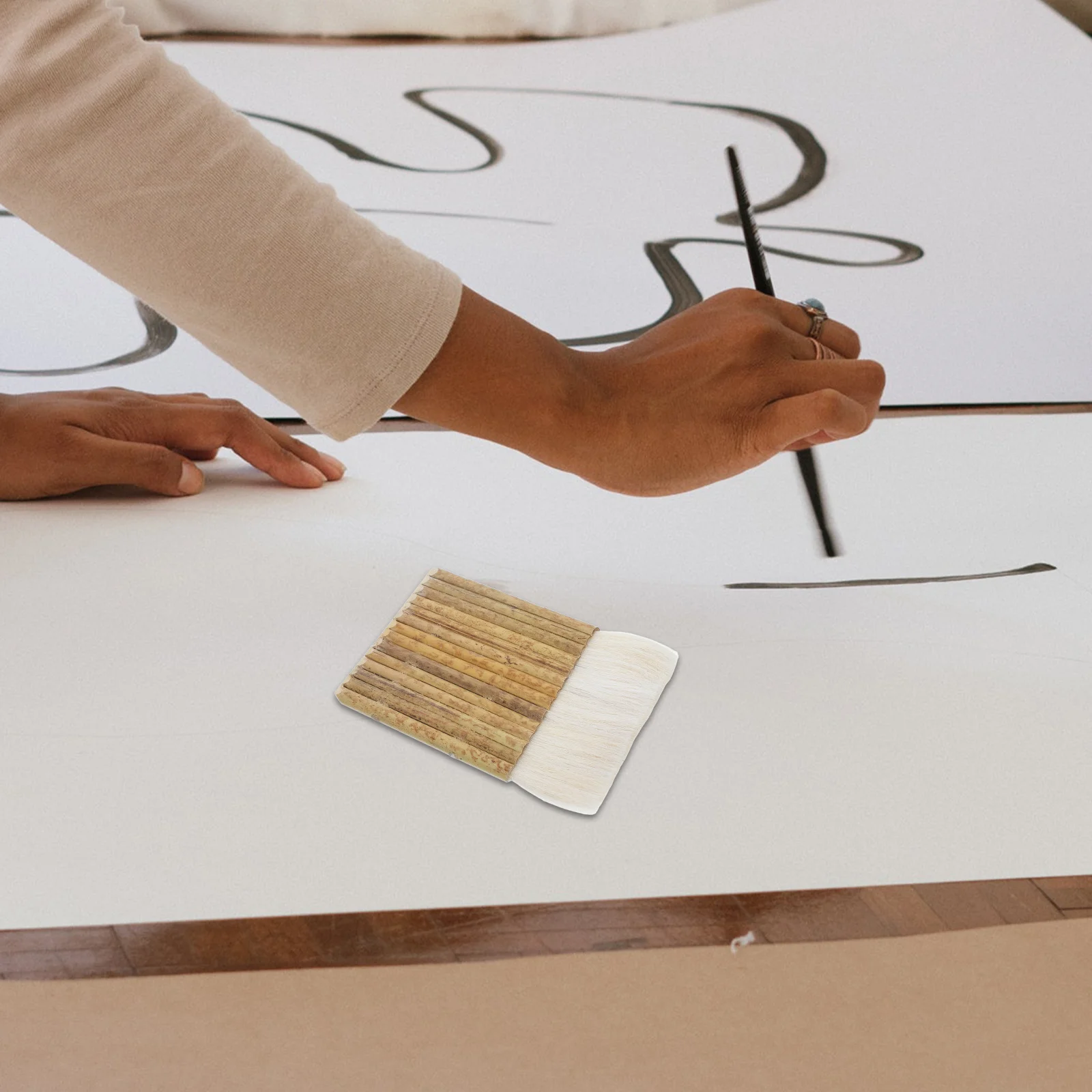 

2Pcs Soft Bristle Bamboo Handle Paint Brush Set for Watercolor Wall Art Ergonomic Comfortable Grip Ergonomic Painting Brush