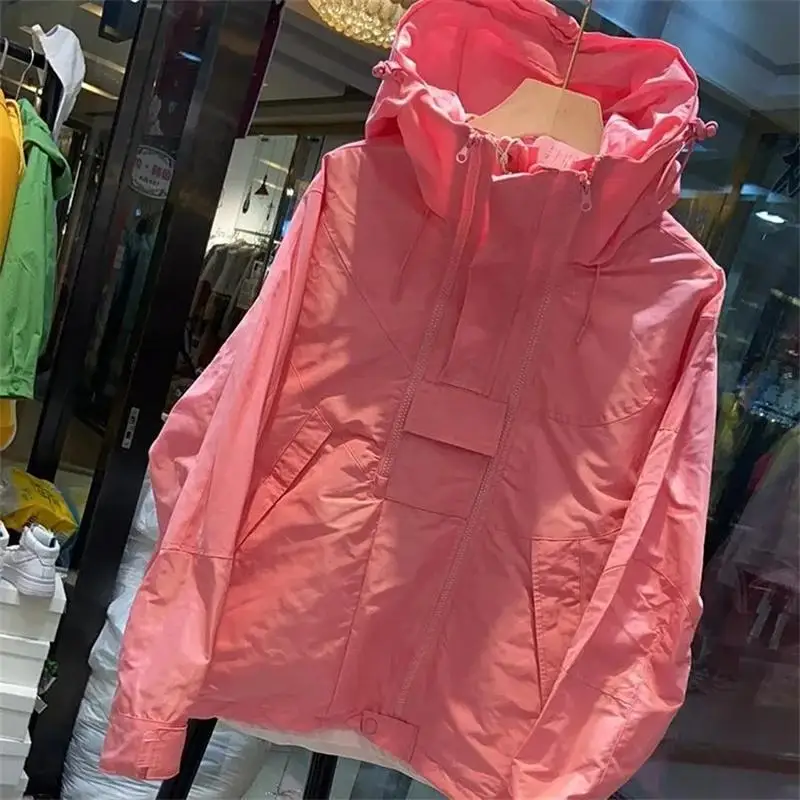 2026 New Women's Thin Coat Sun Protection Clothing Summer Zipper Long-Sleeved Hooded Casual Windbreaker Jacket Clothing
