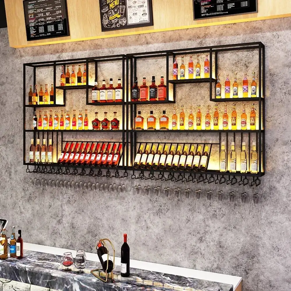 

Wall Mounted Liquor Wine Cabinets Display Salon Hanging Industrial Buffet Wine Rack Drink Cellar Armoire Vitre Home Furniture