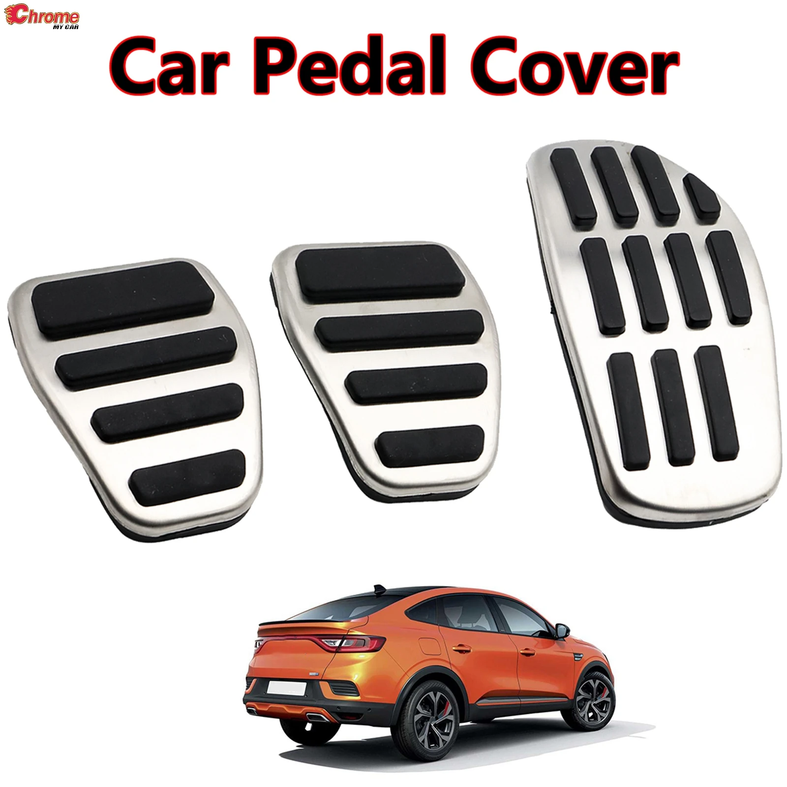 For Renault Samsung XM3 Car Pedal Cover Brake Gas  Kit MT Rubber NonSlip Pad  Arkana Mégane Conquest Stainless Steel 2019 - 2022