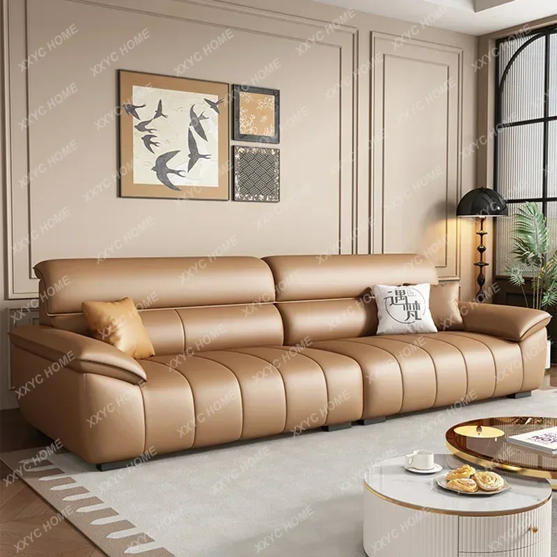 XXNew Genuine Leather  Couches Living Room Unique Simple Lounge Italian Sofa Puffs Modern Furnit