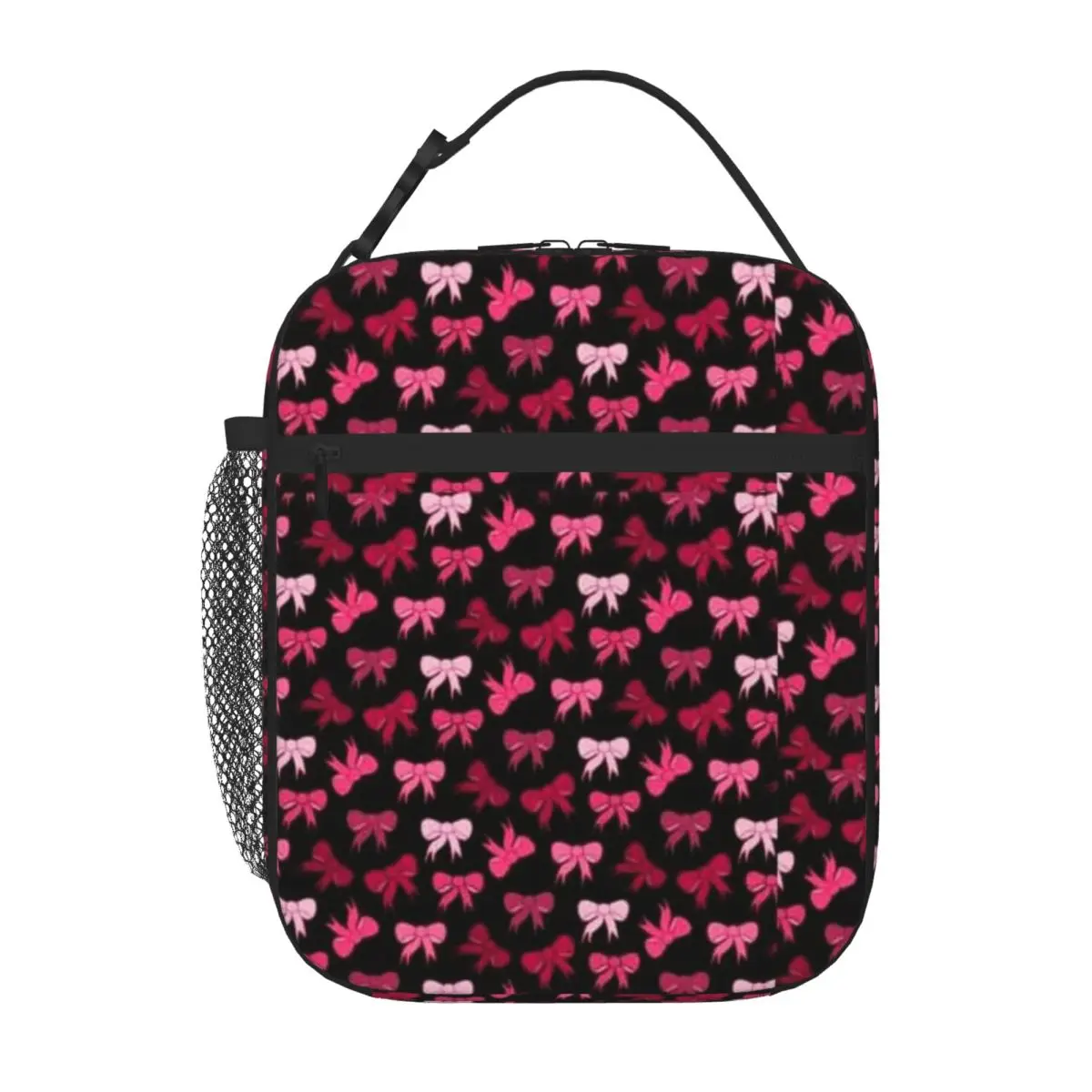 Bestselling Pink Bow Ribbons Illustration Seamless Pattern Design Space Print Canvas Lunch Bag Family Picnic Sports Lunch Bag