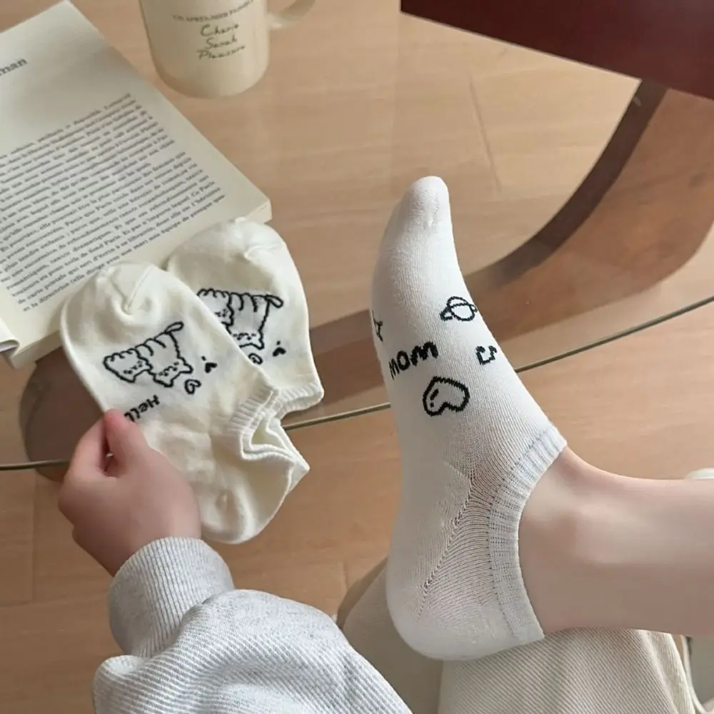 New Breathable Boat Socks White Color Y2K Short Socks Anti-slip Spring Summer Invisible Sock