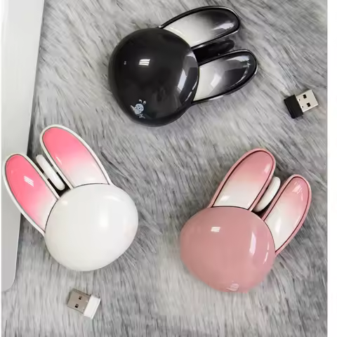 Bluetooth+2.4G Dual-Mode Bluetooth Wireless Mouse Cute Rabbit Shape Kawaii Gaming Mouse For PC Laptop Mute Mause Girls Gift